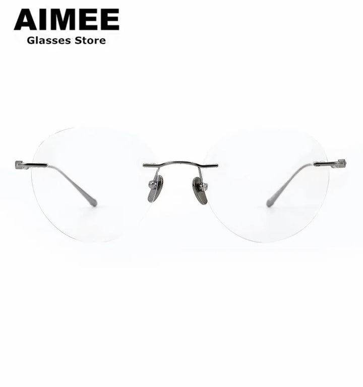 Aimee Men's Rimless Oval Round Titanium Eyeglasses 5931 Rimless Aimee   