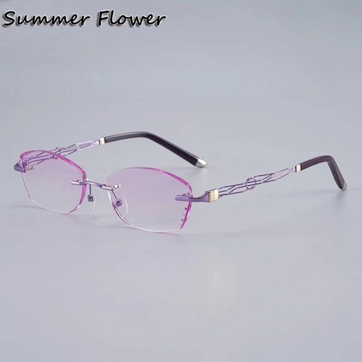 Summer Flower Women's Rimless Oval Titanium Eyeglasses 658072