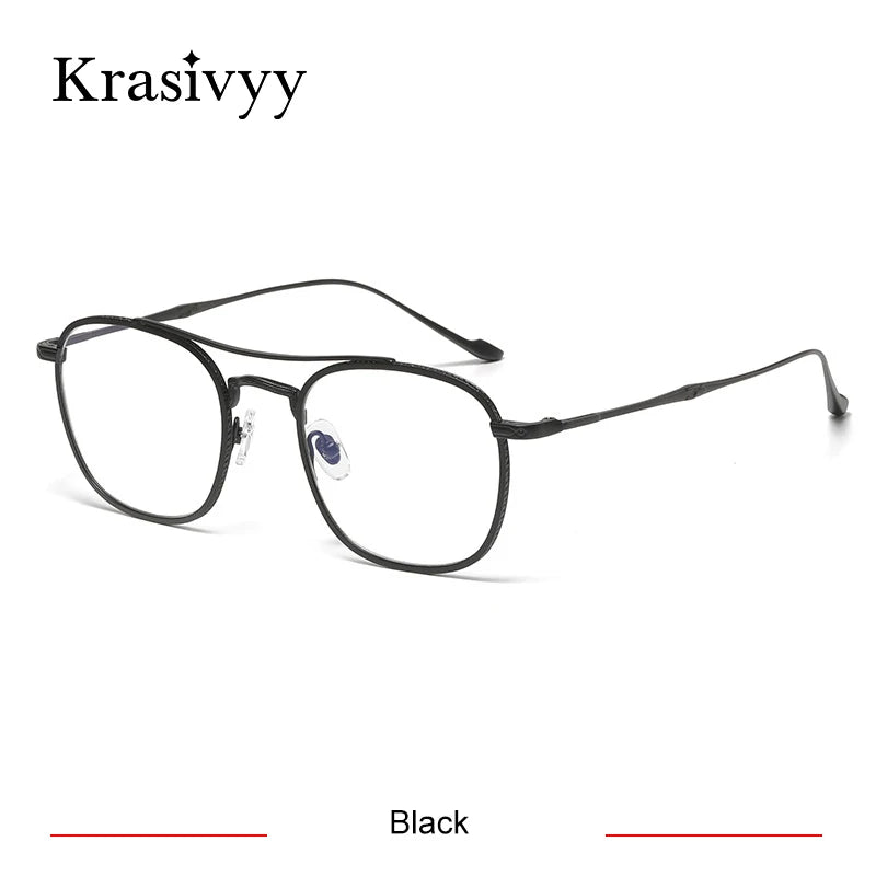 Krasivyy Unisex Full Rim Square Double Bridge Titanium Eyeglasses 45925