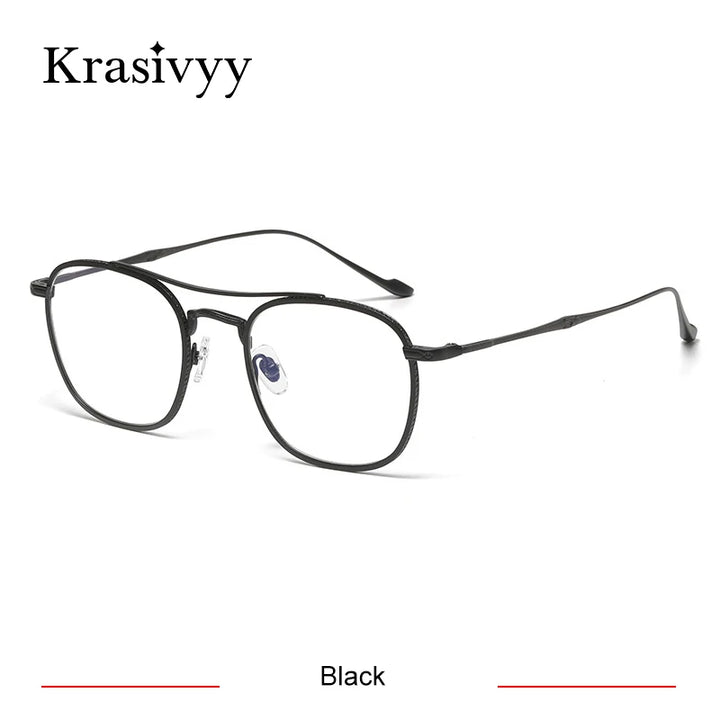 Krasivyy Men's Full Rim Square Double Bridge Titanium Eyeglasses 75925
