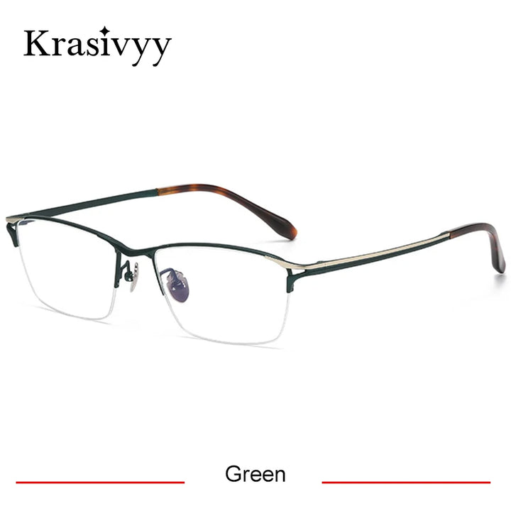 Krasivyy Men's Semi Rim Big Polygon Square Titanium Eyeglasses 316886