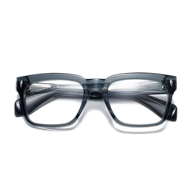Black Mask Unisex Full Rim Acetate Square Eyeglasses 2040 Full Rim Black Mask Green  