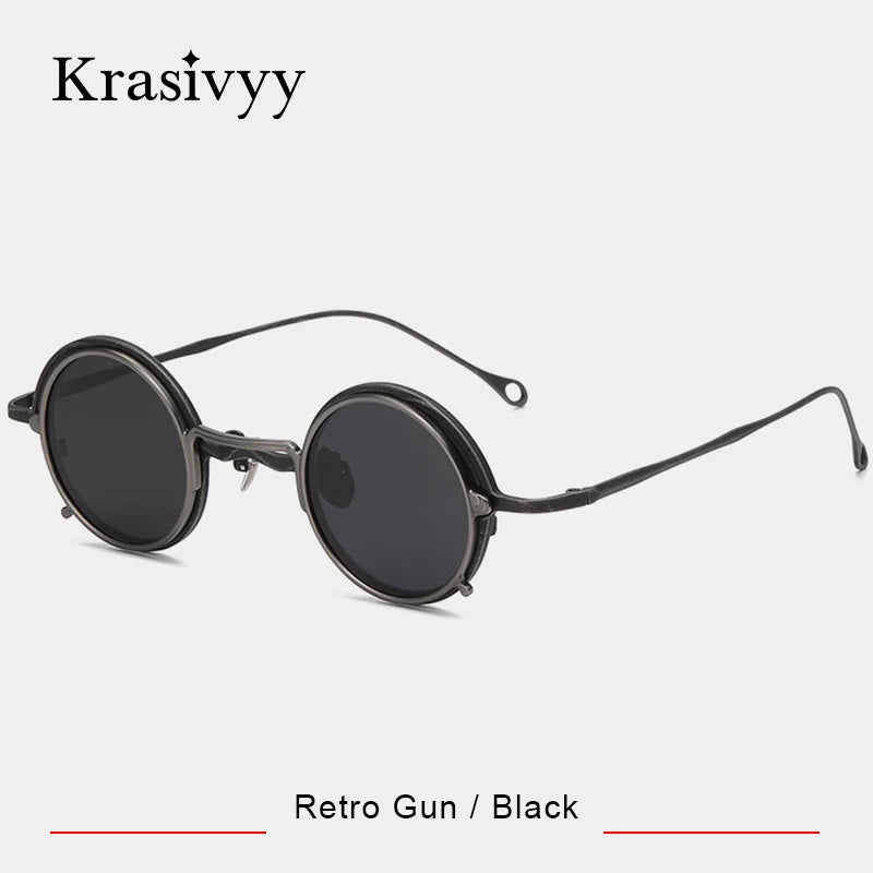 Krasivyy Unisex Round Titanium Prescription Eyeglasses with Clip-On ARLT5975 - view 8