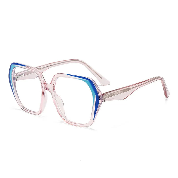 CCspace Women's Full Rim Irregular Square Polycarbonate Eyeglasses 3003 Full Rim CCspace BluePink  