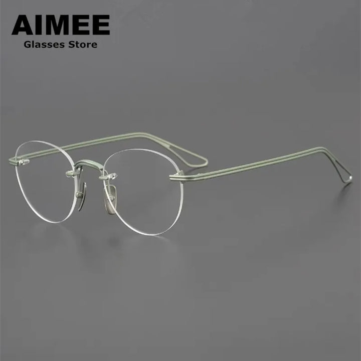 Aimee Women's Rimless Round Oval Titanium Eyeglasses 13439 Rimless Aimee Green  