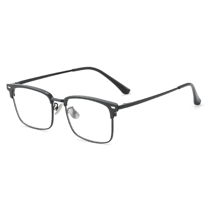 Gmei Unisex Full Rim Square Full Rim Alloy Tr 90 Eyeglasses 8207 Full Rim Gmei Optical C1 Black  