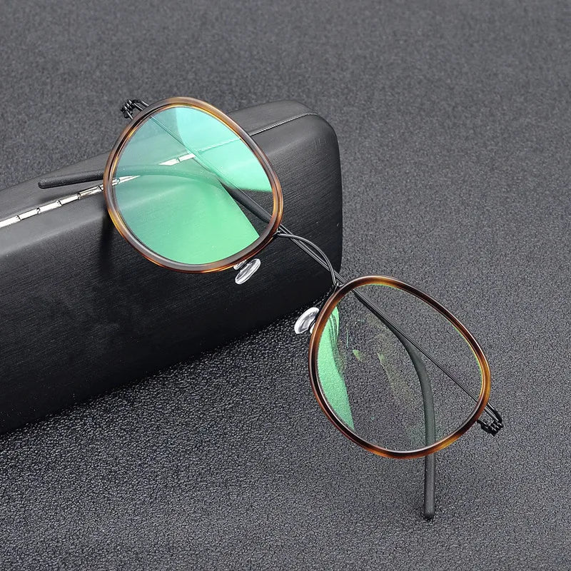 Aimee Unisex Full Rim Oval Square Titanium Acetate Eyeglasses 462440