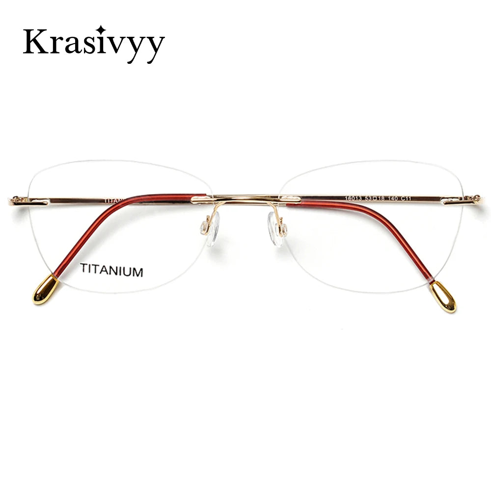 Krasivyy Unisex Rimless Oval Square Titanium Eyeglasses 316013