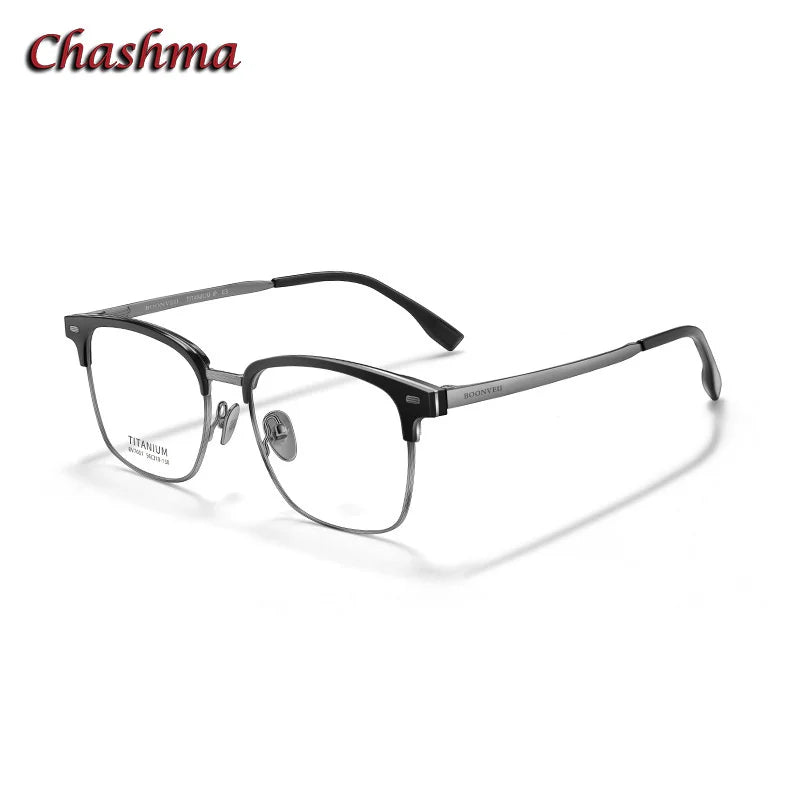 Chashma Ochki Unisex Full Rim Square Acetate Titanium Eyeglasses 7001 Full Rim Chashma Ochki   