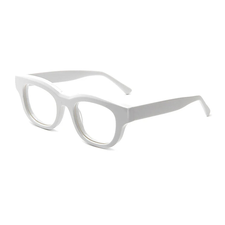 Gatenac Unisex Full Rim Oval Square Thick Acetate Eyeglasses Gxyj1534 Full Rim Gatenac White  