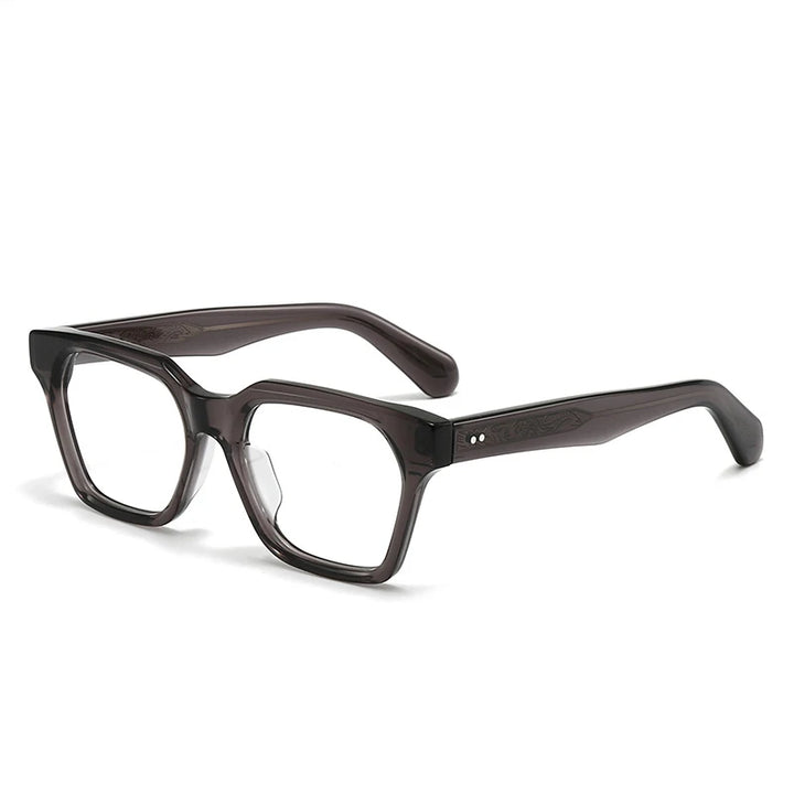 Black Mask Unisex Full Rim Polygon Square Acetate Eyeglasses 443064 Full Rim Black Mask Gray