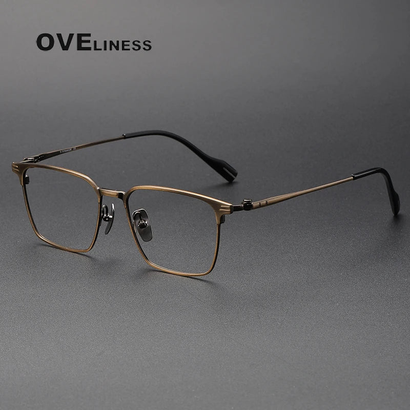 Oveliness Unisex Full Rim Square Titanium Acetate Eyeglasses 70801 Full Rim Oveliness bronze  