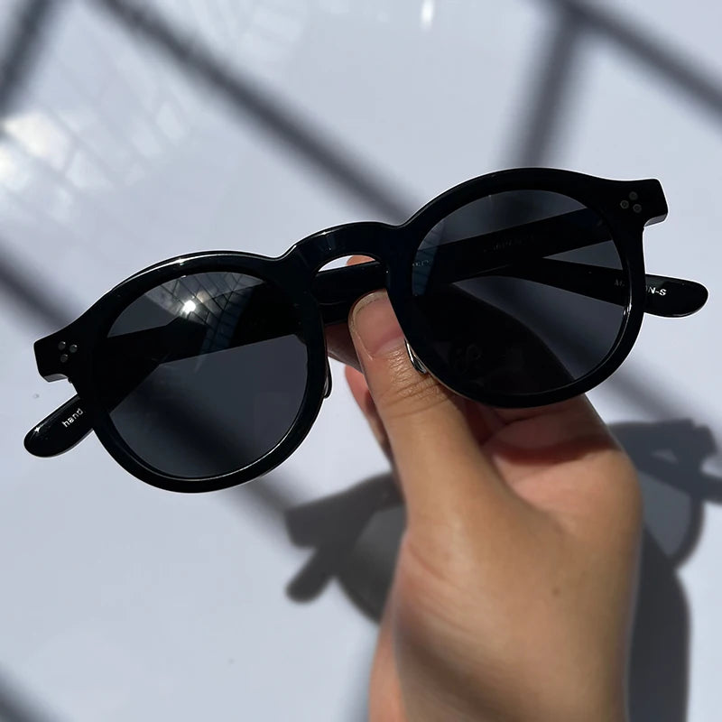 Black Mask Unisex Full Rim Acetate Round Polarized Sunglasses 14143 Sunglasses Black Mask Black-Gray As Shown 