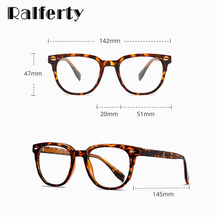 Ralferty Women's Full Rim Square Acetate Eyeglasses Clip On Sunglasses 334201