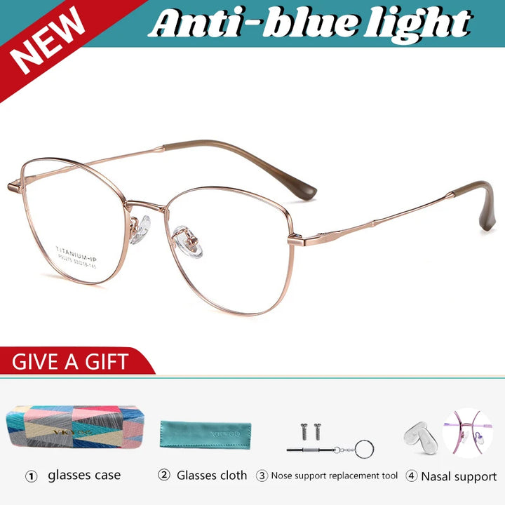 Vicky Women's Full Rim Oval Cat Eye Titanium Reading Glasses 690275