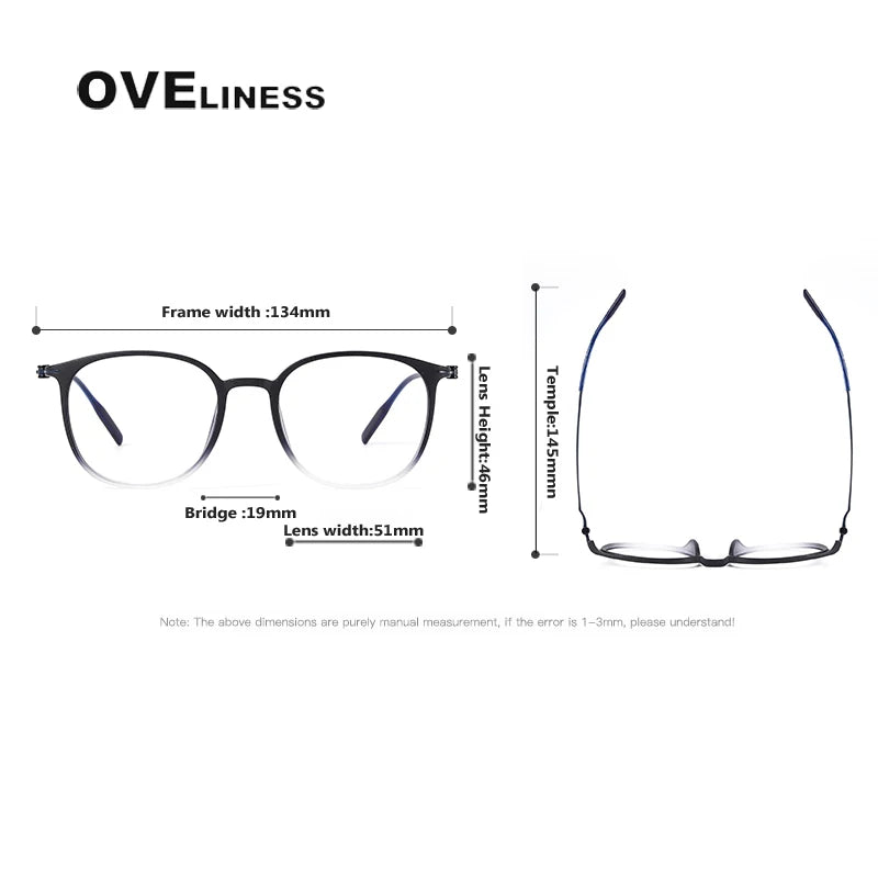 Oveliness Unisex Full Rim Oval Square Acetate Titanium Eyeglasses 8663 Full Rim Oveliness   