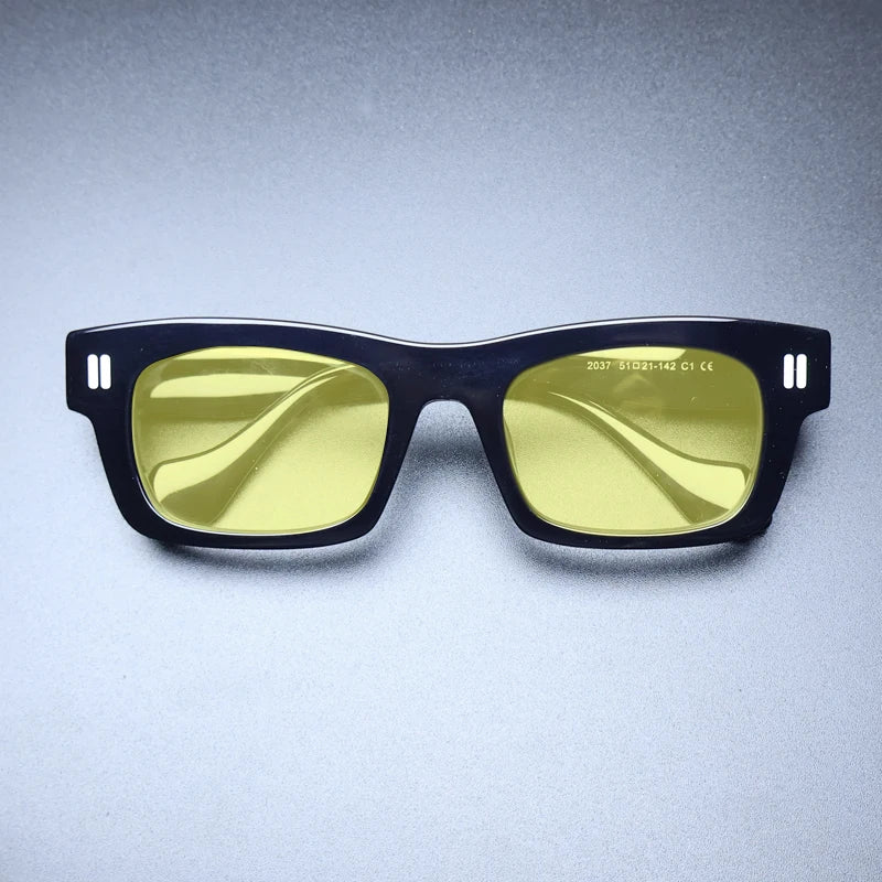Gatenac Unisex Full Rim Square Acetate Polarized Sunglasses M004 Sunglasses Gatenac Black Yellow  
