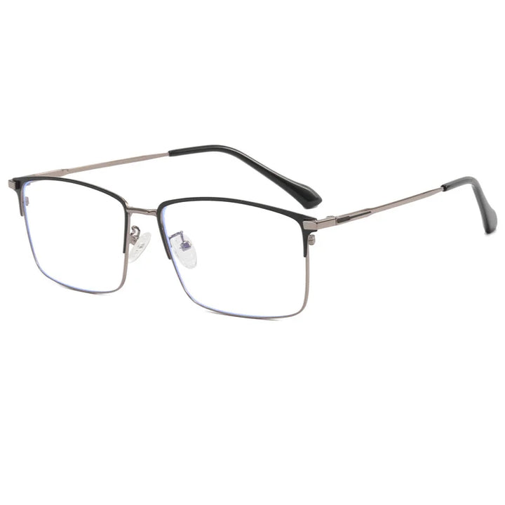 Hdcrafter Mens Oversized Full Rim Square Titanium Eyeglasses 101951 Full Rim Hdcrafter Eyeglasses black-grey  