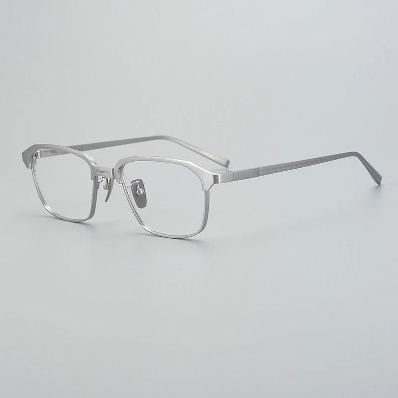 Gatenac Unisex Full Rim Big Square Titanium Eyeglasses Gxyj941 Full Rim Gatenac Silver  