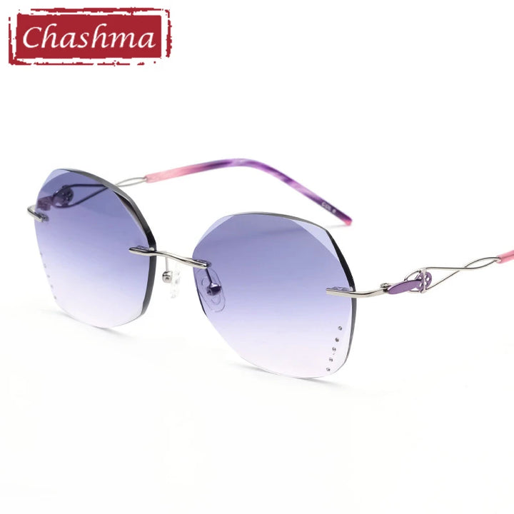 Chashma Women Rimless Round Gradient Colored Titanium Eyeglasses 2378 Rimless Chashma Silver- Purple  