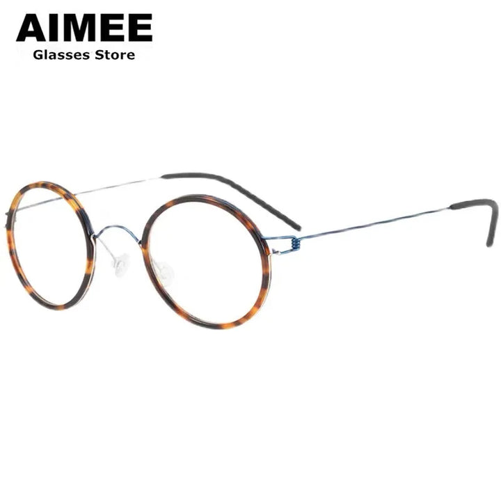 Aimee Unisex Full Rim Round Screwless Titanium Acetate Eyeglasses 13822 Full Rim Aimee   