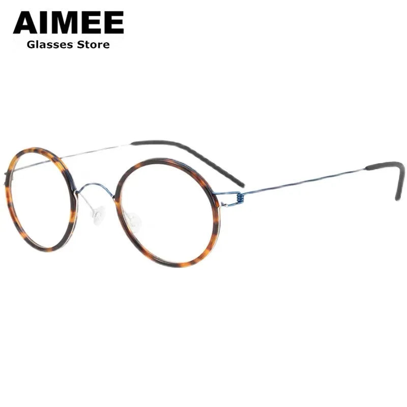 Aimee Women's Full Rim Round Acetate Titanium Eyeglasses 47145