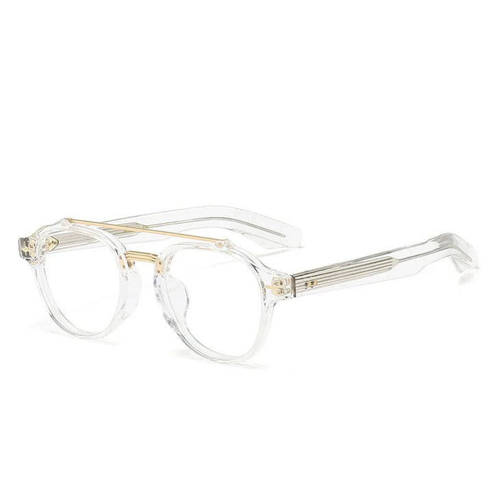 Muzz Unisex Full Rim Round Double Bridge Acetate Alloy Eyeglasses M068 Full Rim Muzz WHITE  