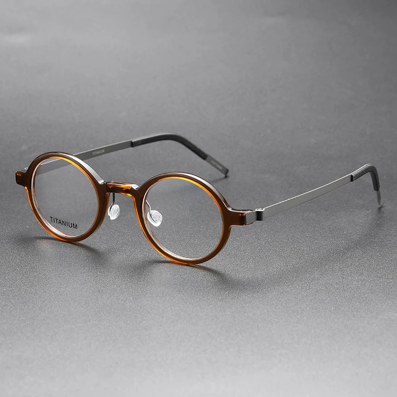 Aimee Women's Full Rim Round Titanium Acetate Screwless Eyeglasses18101