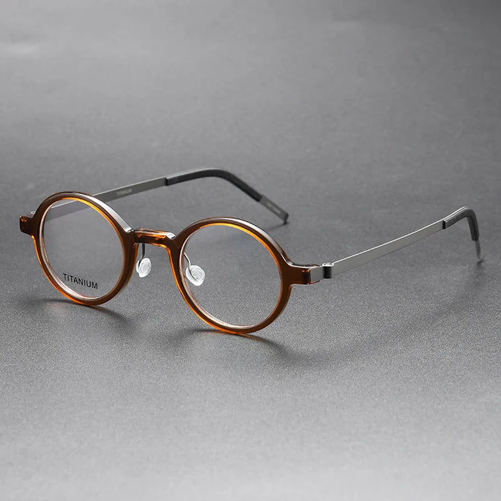 Aimee Women's Full Rim Round Titanium Acetate Screwless Eyeglasses18101