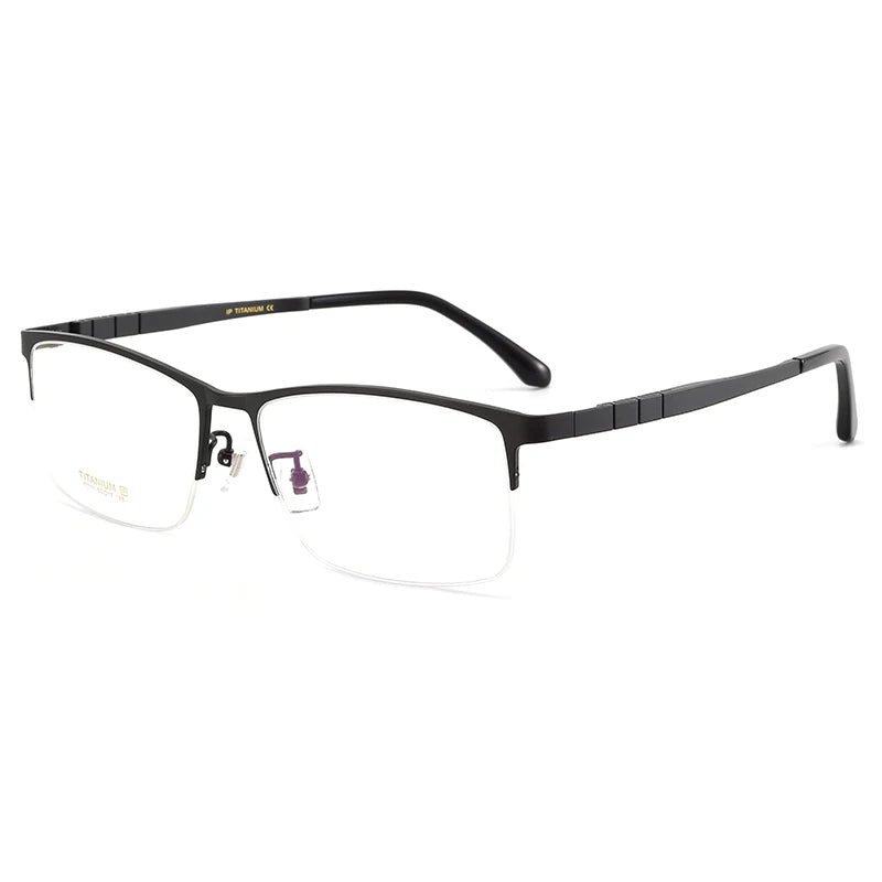 Bclear Men's Semi Rim Square Big Titanium Eyeglasses 71111 Semi Rim Bclear black  