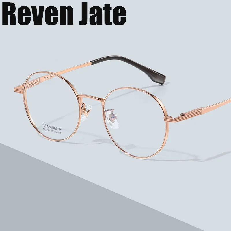 Reven Jate Women's Full Rim Round Oval Titanium Eyeglasses 31103 Full Rim Reven Jate