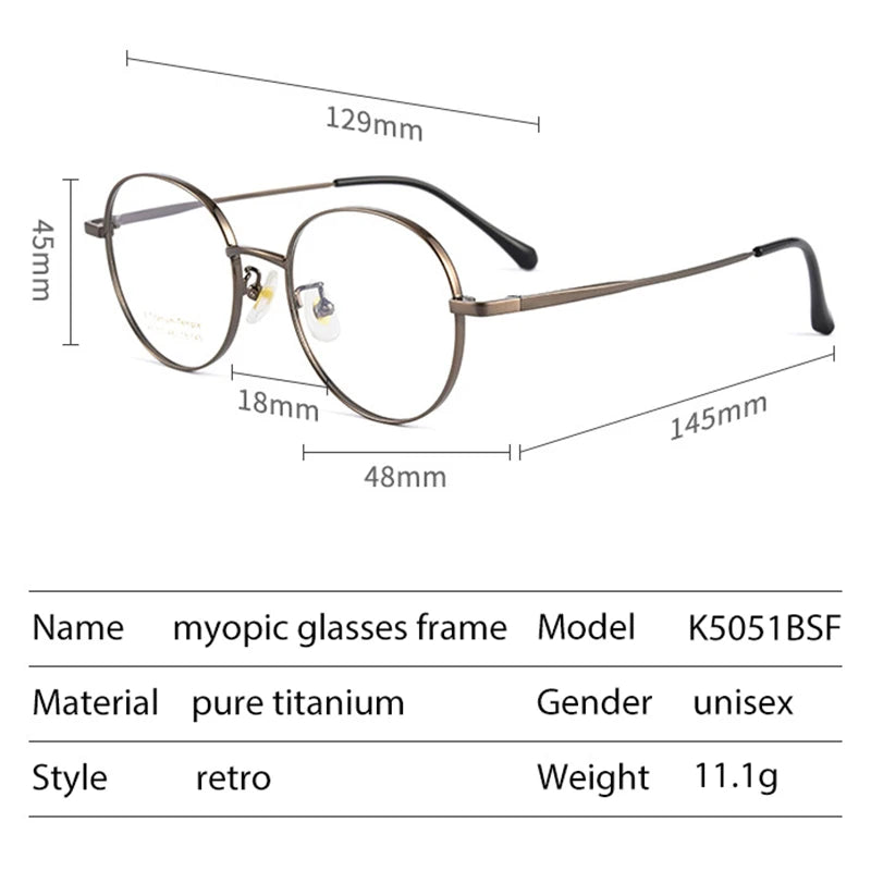 Handoer Women's Full Rim Round Square Titanium Eyeglasses 5051 Full Rim Handoer   