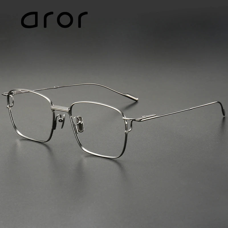 Aror Men's Full Rim Irregular Square Titanium Eyeglasses 10141 Full Rim Aror