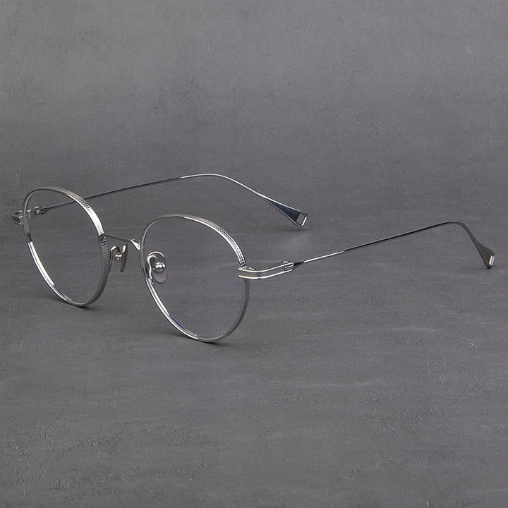 Black Mask Unisex Full Rim Round Titanium Eyeglasses 89012