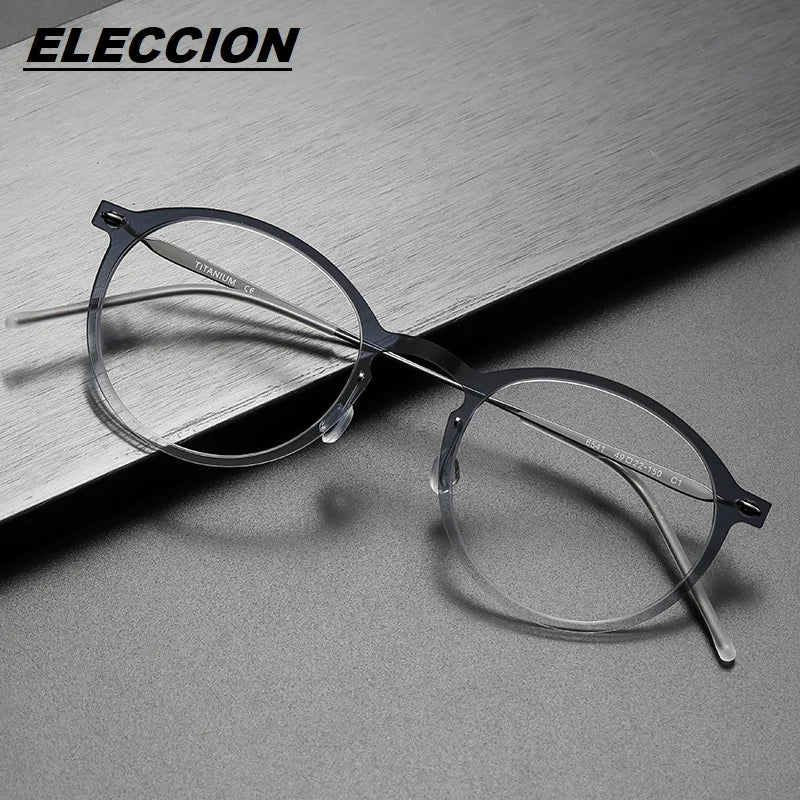 Eleccion Women's Full Rim Round Nylon Titanium Eyeglasses 6541 Full Rim Eleccion