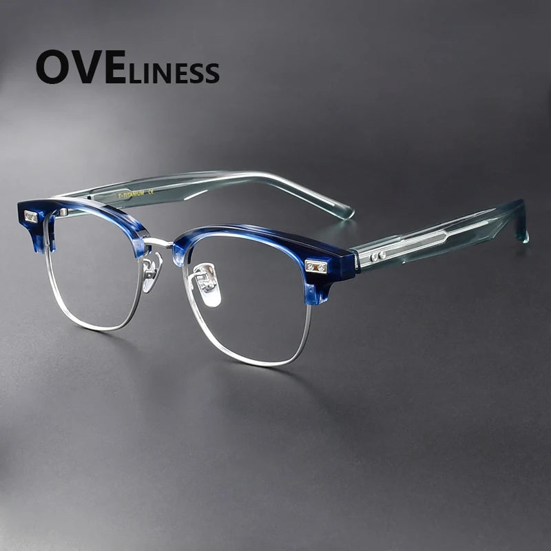Oveliness Women's Full Rim Square Titanium Acetate Eyeglasses 369197