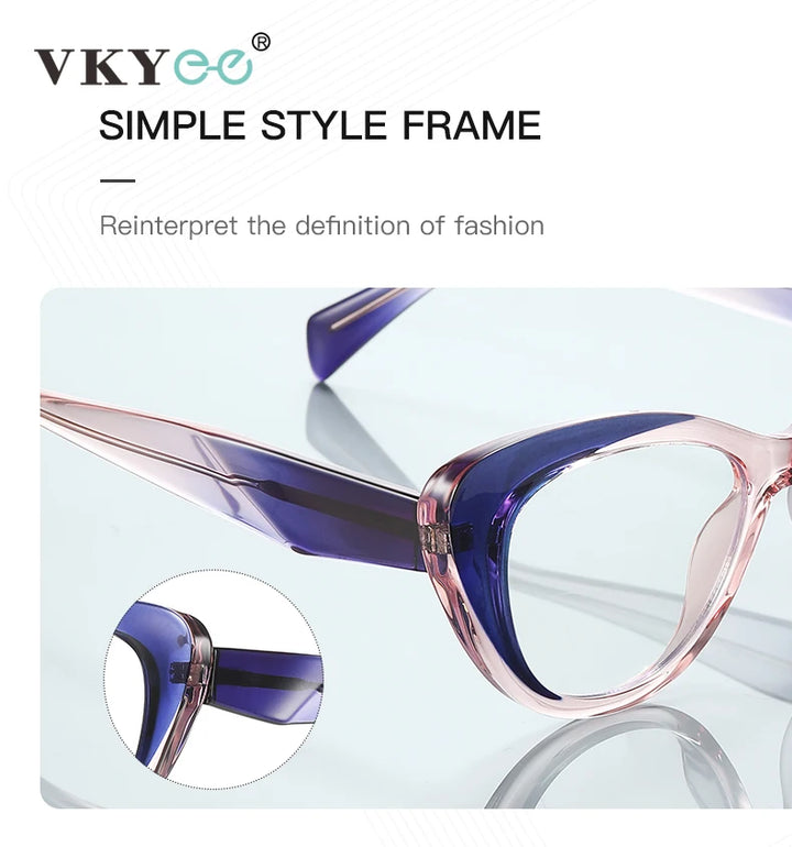Vicky Women's Full Rim Tr 90 Stainless Steel Oval Cat Eye Reading Glasses 2165 Reading Glasses Vicky   