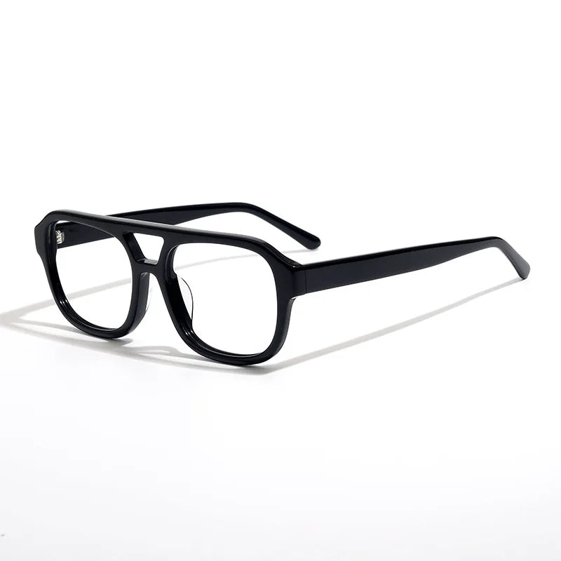 Black Mask Unisex Full Rim Square Double Bridge Acetate Eyeglasses 908  FuzWeb  Black  