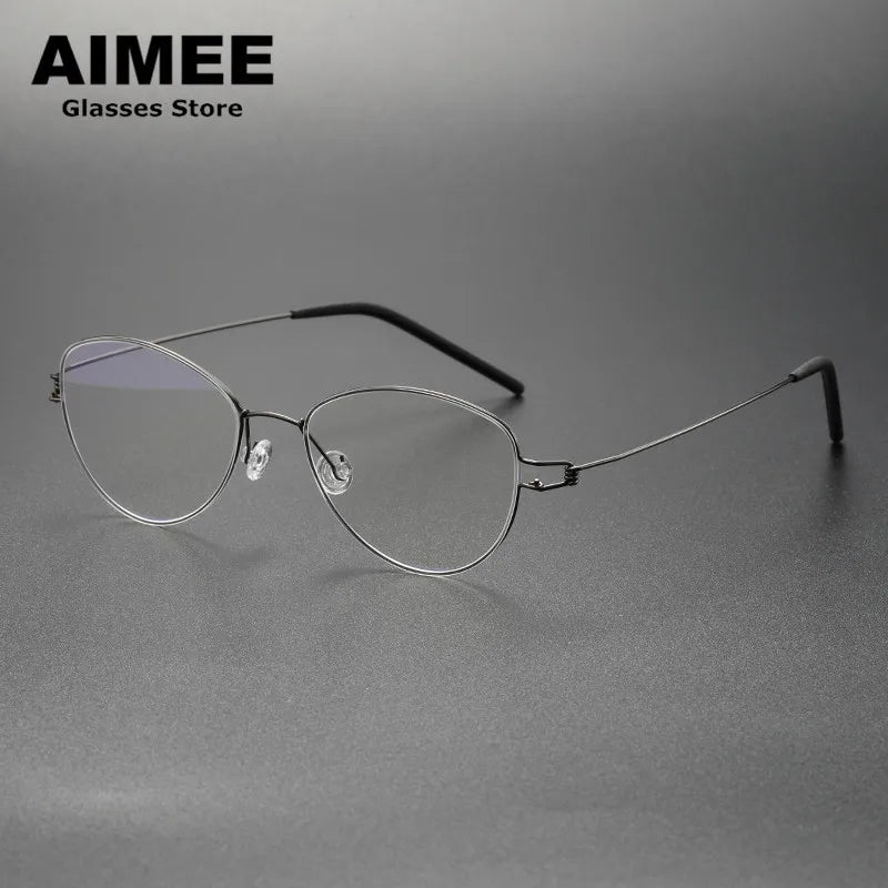 Aimee Unisex Full Rim Oval Screwless Titanium Eyeglasses 12514 Full Rim Aimee   