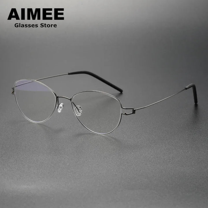 Aimee Unisex Full Rim Oval Screwless Titanium Eyeglasses 12514 Full Rim Aimee   