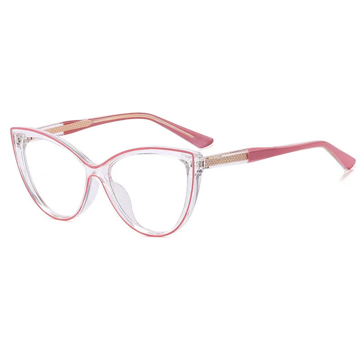 CCspace Women's Full Rim Square Cat Eye Tr 90 Titanium Eyeglasses 301560 Full Rim CCspace PinkClear  