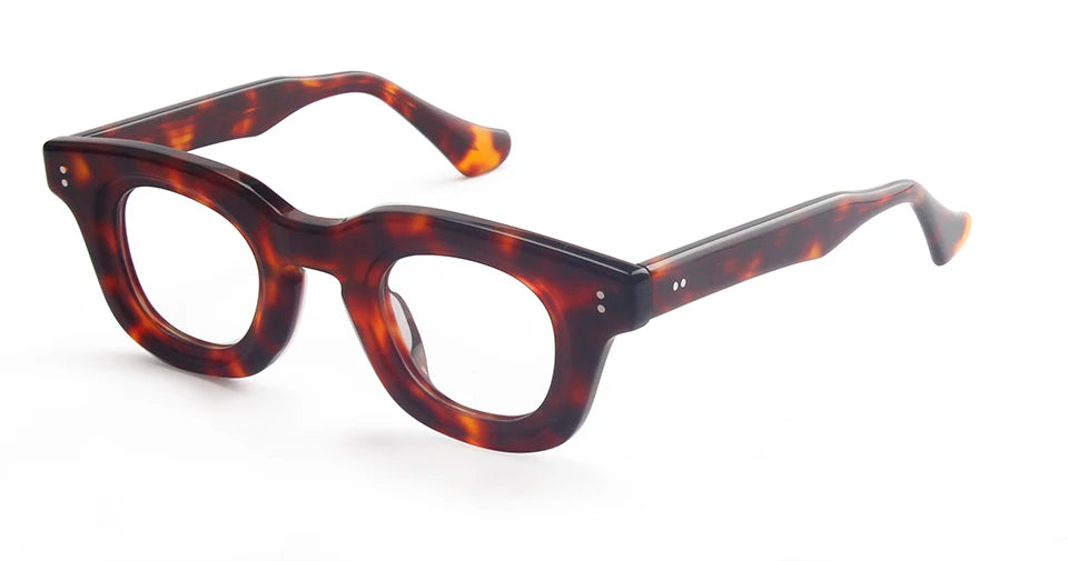 Esnbie Unisex Full Rim Square Scuplted Acetate Eyeglasses 240621