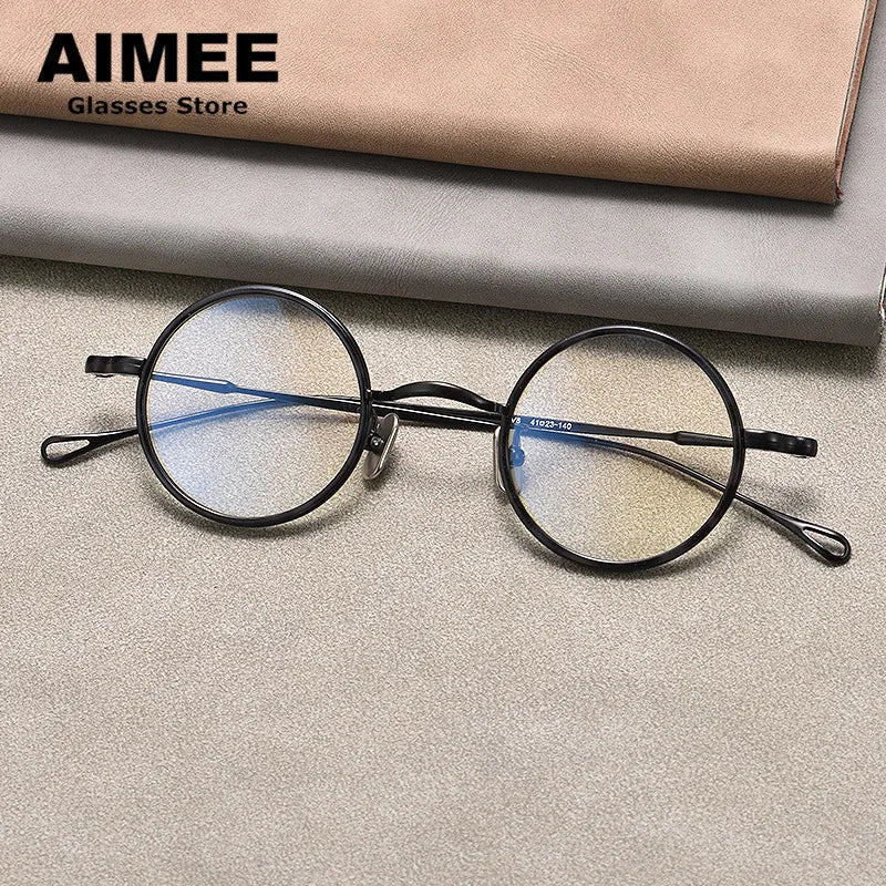 Aimee Unisex Full Rim Round Titanium Acetate Eyeglasses 22008