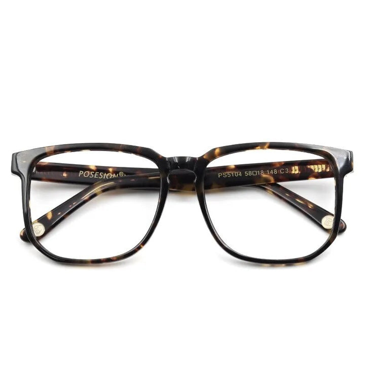 Cubojue Unisex Oversized Square Acetate Eyeglasses PS5104 Frame Cubojue tortoise no function lens 0 