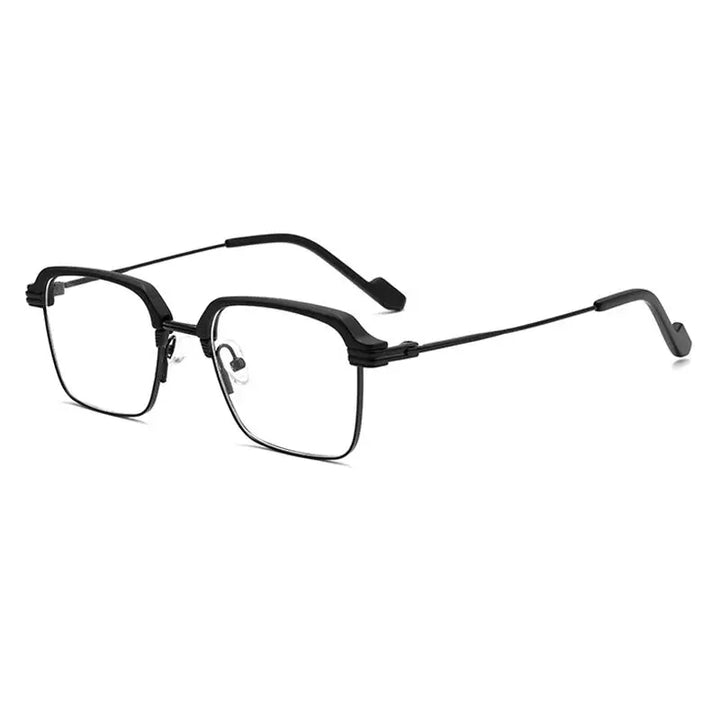 Gatenac Unisex Full Rim Polygon Square Acetate Titanium Eyeglasses 181094 FuzWeb