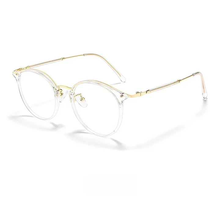 Yimaruili Unisex Full Rim Round Oval Tr 90 Alloy Eyeglasses 22642 Full Rim Yimaruili Eyeglasses Transparent Gold