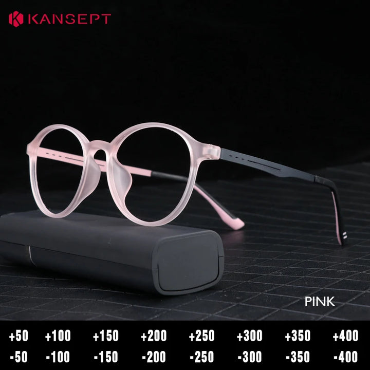 Kansept Women's Full Rim Round Tr 90 Titanium Reading Glasses 472013