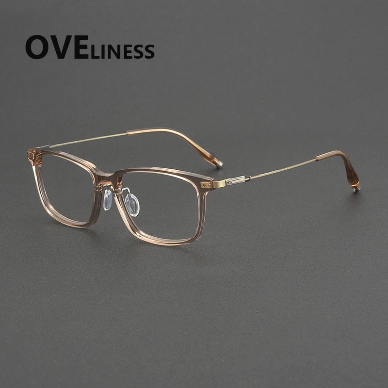 Oveliness Unisex Full Rim Square Acetate Titanium Eyeglasses 202510