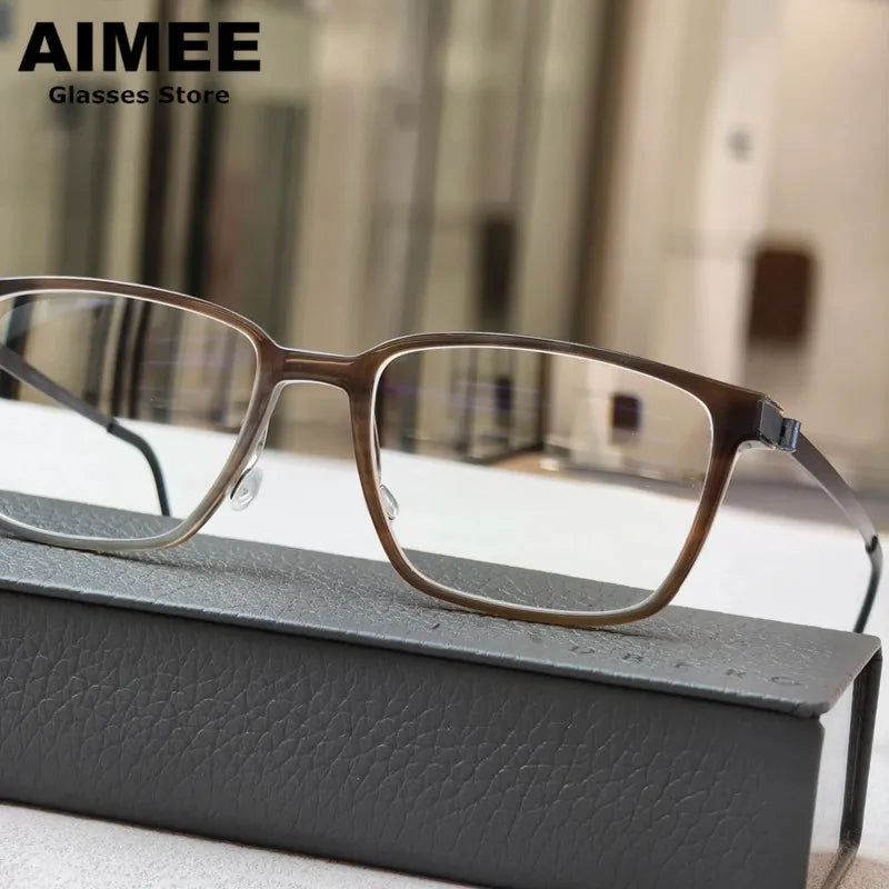 Aimee Unisex Full Rim Square Screwless Titanium Eyeglasses 18214