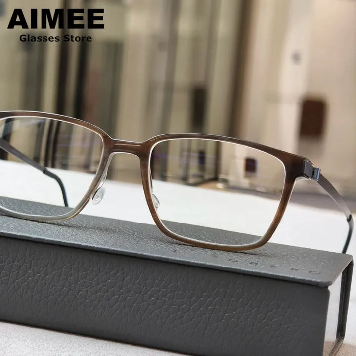 Aimee Unisex Full Rim Square Screwless Titanium Eyeglasses 18214